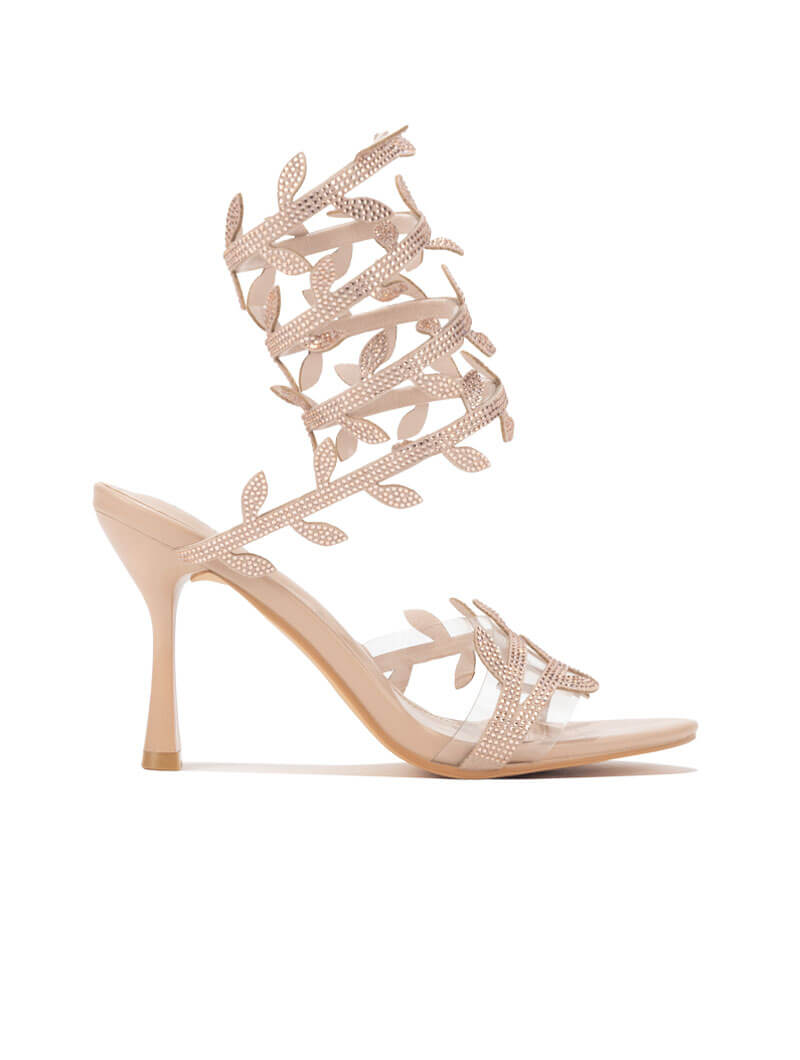 Sandales à talons à lanières strassées